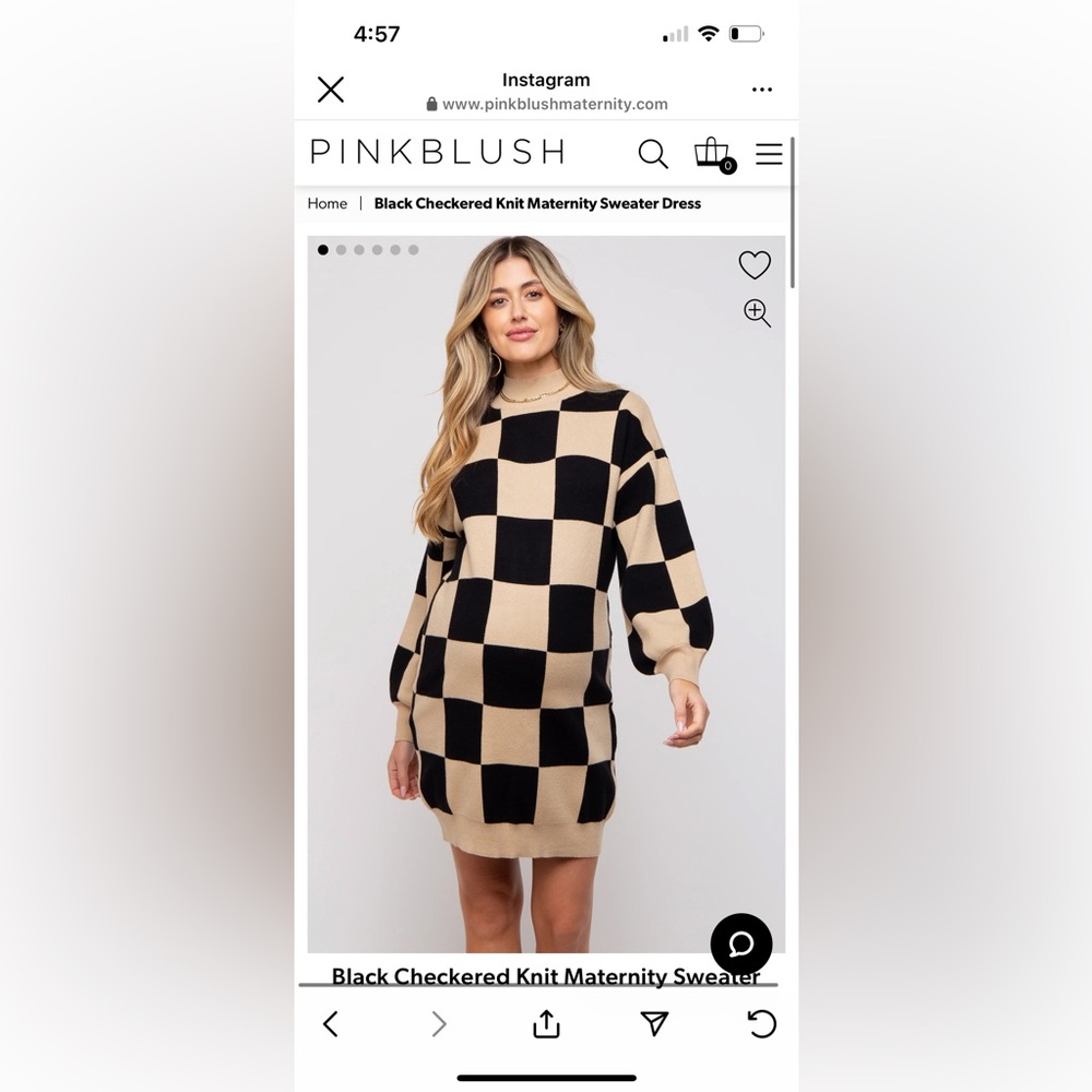Black checkered knit maternity sweater